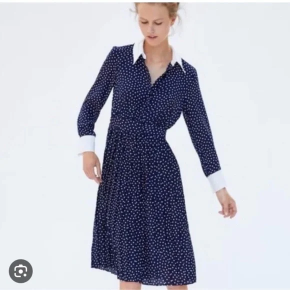 zara blue polka dot dress Zara Basic Dresses main image 1